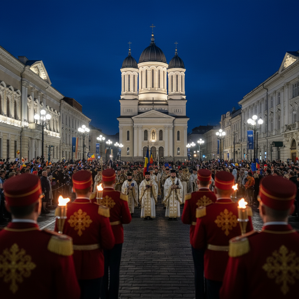 ceremonii militare, religioase și retragere cu torțe
