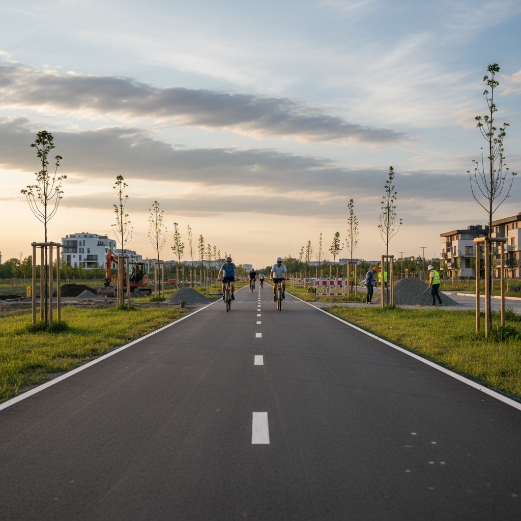 FOTO. Pista de biciclete din sudul Timișoarei aproape gata, în pregătire și ruta către Ghiroda
