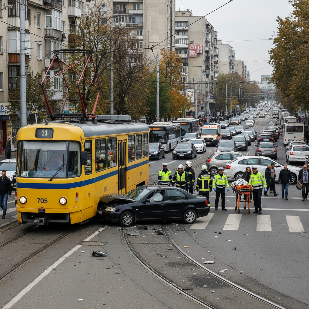 O victimă transportată la spital, trafic blocat