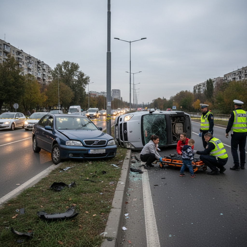 Trei victime, inclusiv un copil, iar șoferul vinovat a fugit și este căutat de poliție
